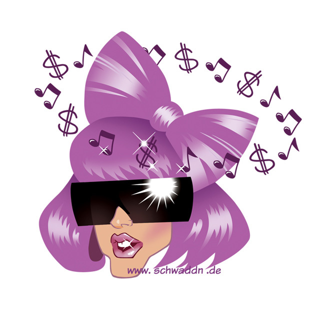 Ansprechende vektorbasierte Illustration von Lady Gaga für Musikmagazin